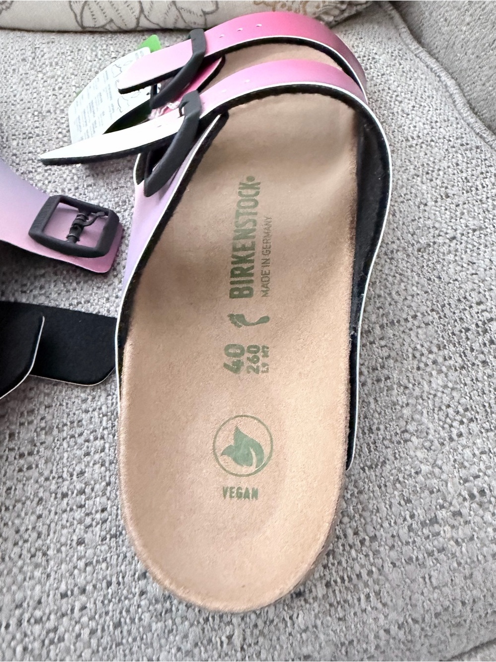 NWT Birkenstock Arizona Narrow Fit Birko Flor Vegan Ombre Pink/Purple sz 40 - Picture 5 of 5